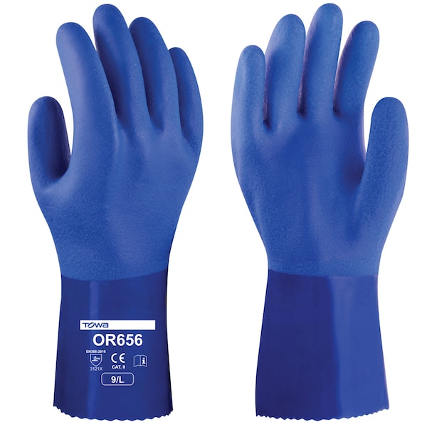 Towa Full Coated PVC Gloves, PVC Chemical protection-Great Grip in Oil-Rough Palm Finish PR FC1P12-03-M - main
